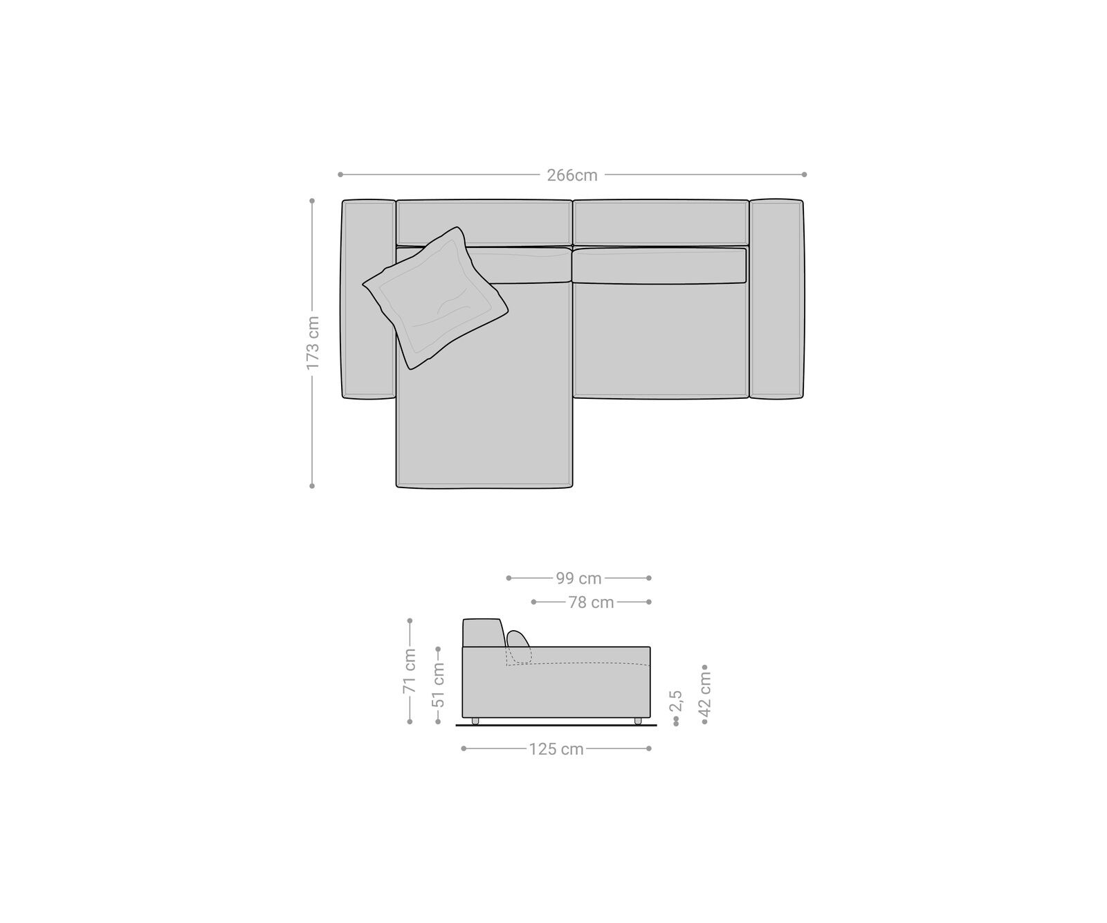 Canapé d'angle Sirpio XL 270x170 cm Velours côtelé Beige Recamiere variable 6