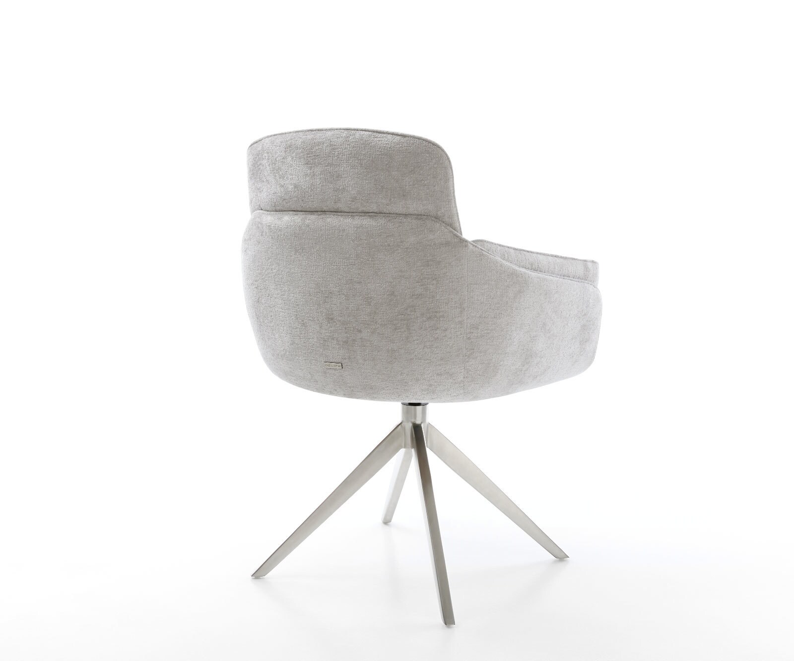 Chaise-pivotante Luan-Flex avec accoudoirs chenille gris argenté pied croisé large acier inoxydable brossé pivotement sur 360° fonction bascule 4 Chaise-pivotante Luan-Flex avec accoudoirs chenille gris argenté pied croisé large acier inoxydable brossé pivotement sur 360° fonction bascule 4