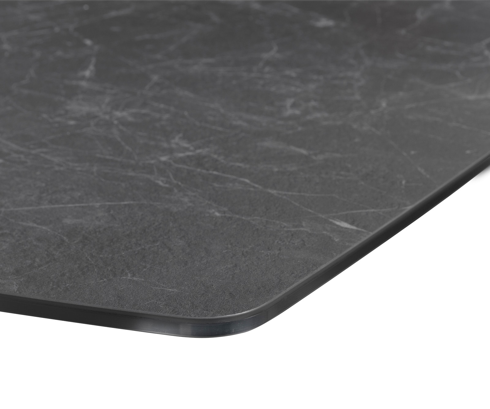 Table-à-manger Edge forme Boot 200x100cm Laminam® céramique gris pieds milieu acier plat noir 3 Table-à-manger Edge forme Boot 200x100cm Laminam® céramique gris pieds milieu acier plat noir 3
