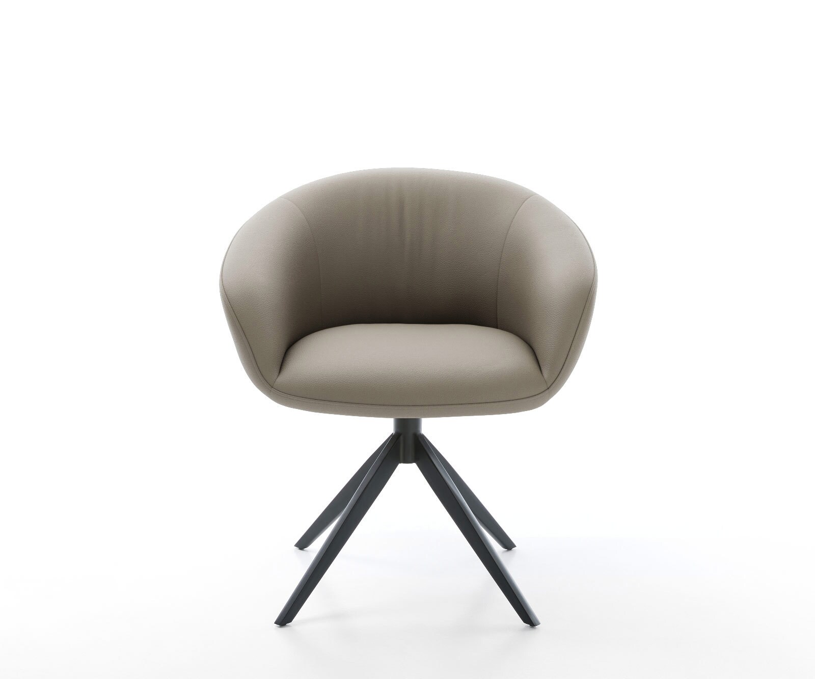 Chaise-pivotante Vinka-Flex cuir de vache couleur boue pied croisé large noir pivotement sur 360° fonction bascule ressorts ensachés 1