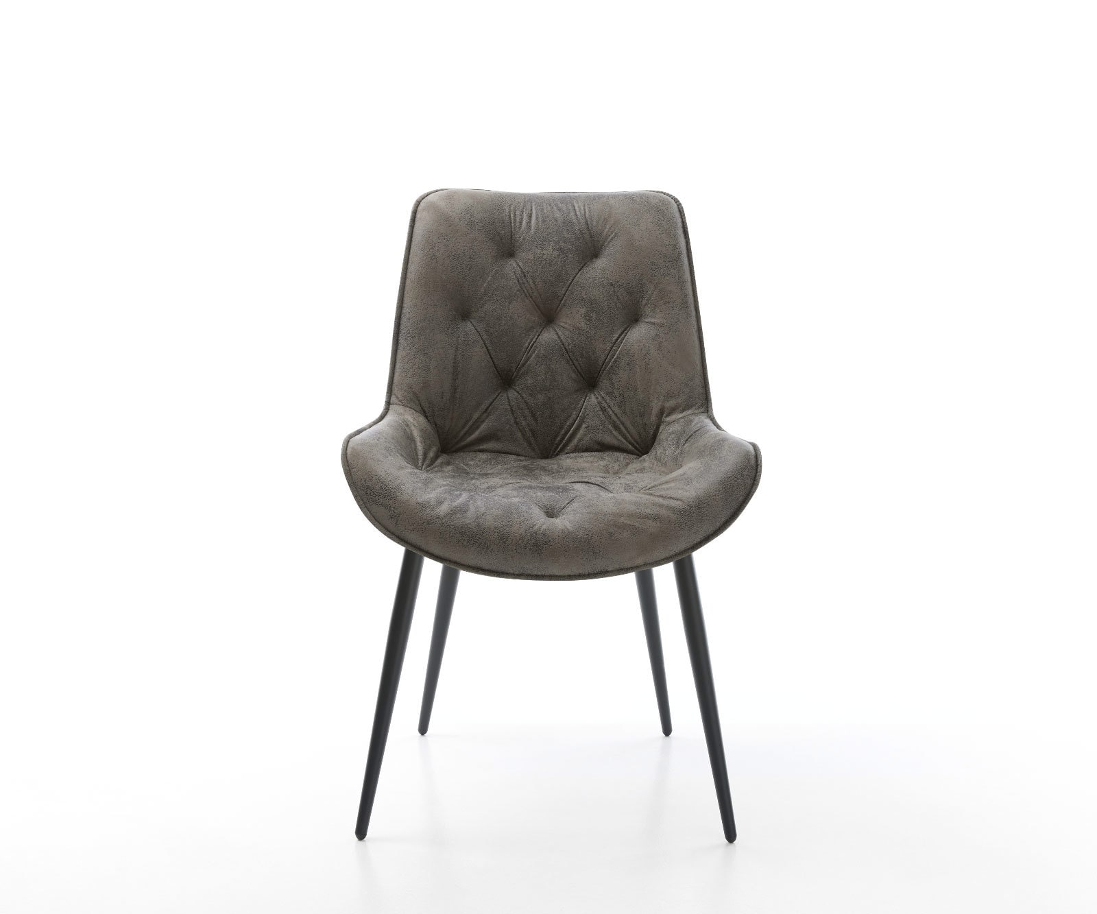 Chaise-de-salle-à-manger Taimi-Flex microvelours gris antique 4 pieds coniques noir 2 Chaise-de-salle-à-manger Taimi-Flex microvelours gris antique 4 pieds coniques noir 2