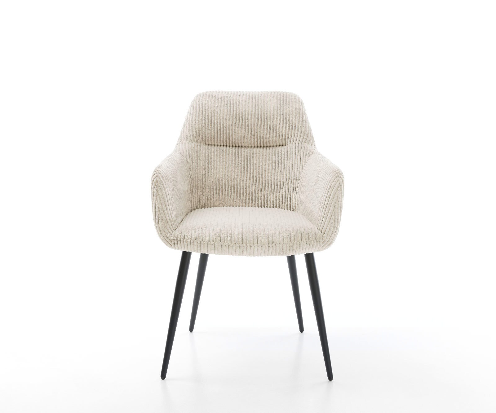 Chaise-de-salle-à-manger Pejo-Flex côtelé beige vintage 4 pieds coniques noir ressorts ensachés 2