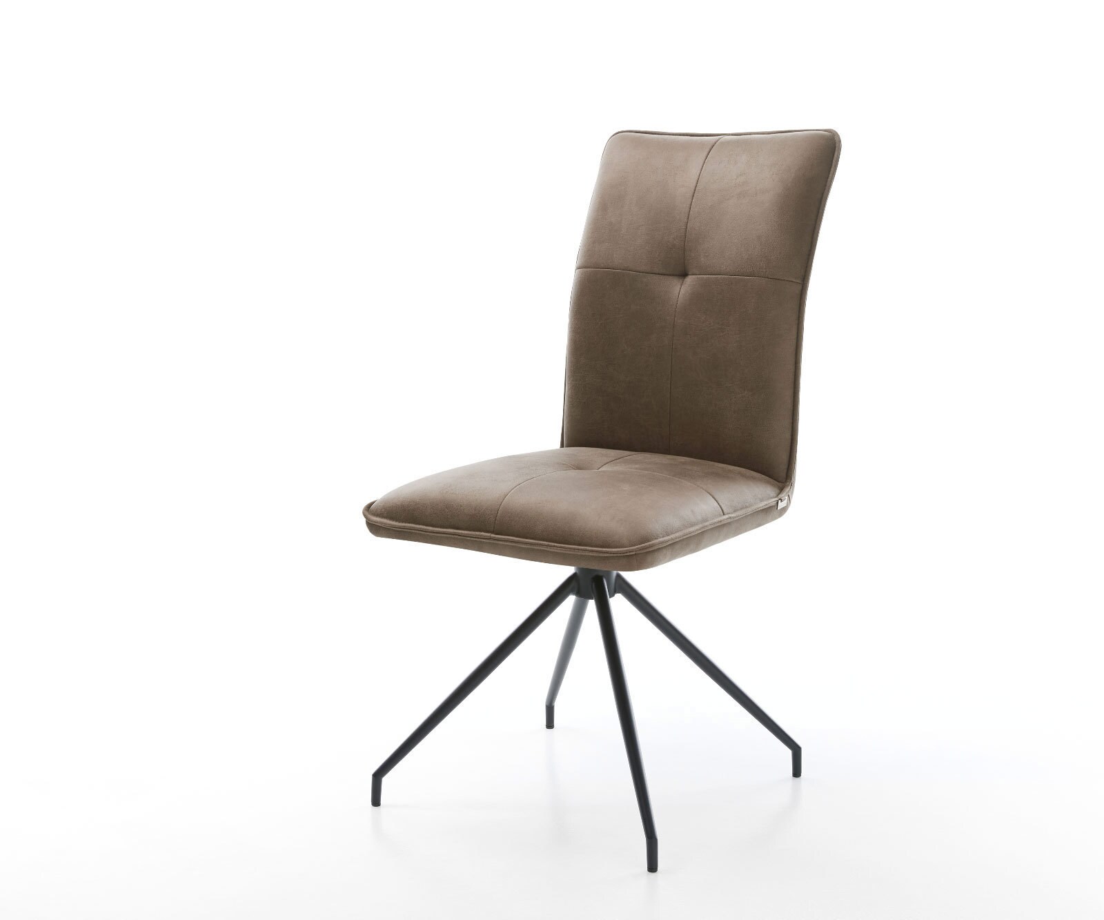 Chaise-de-salle-à-manger Maddy-Flex microvelours taupe vintage pied croisé conique noir