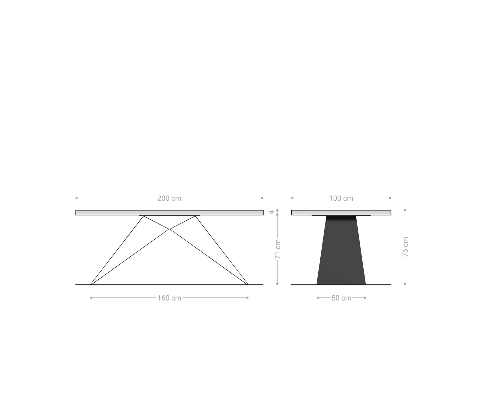 Table à manger Edge-pure 200x100 chêne nature Fishbone cadre en V acier plat noir 9