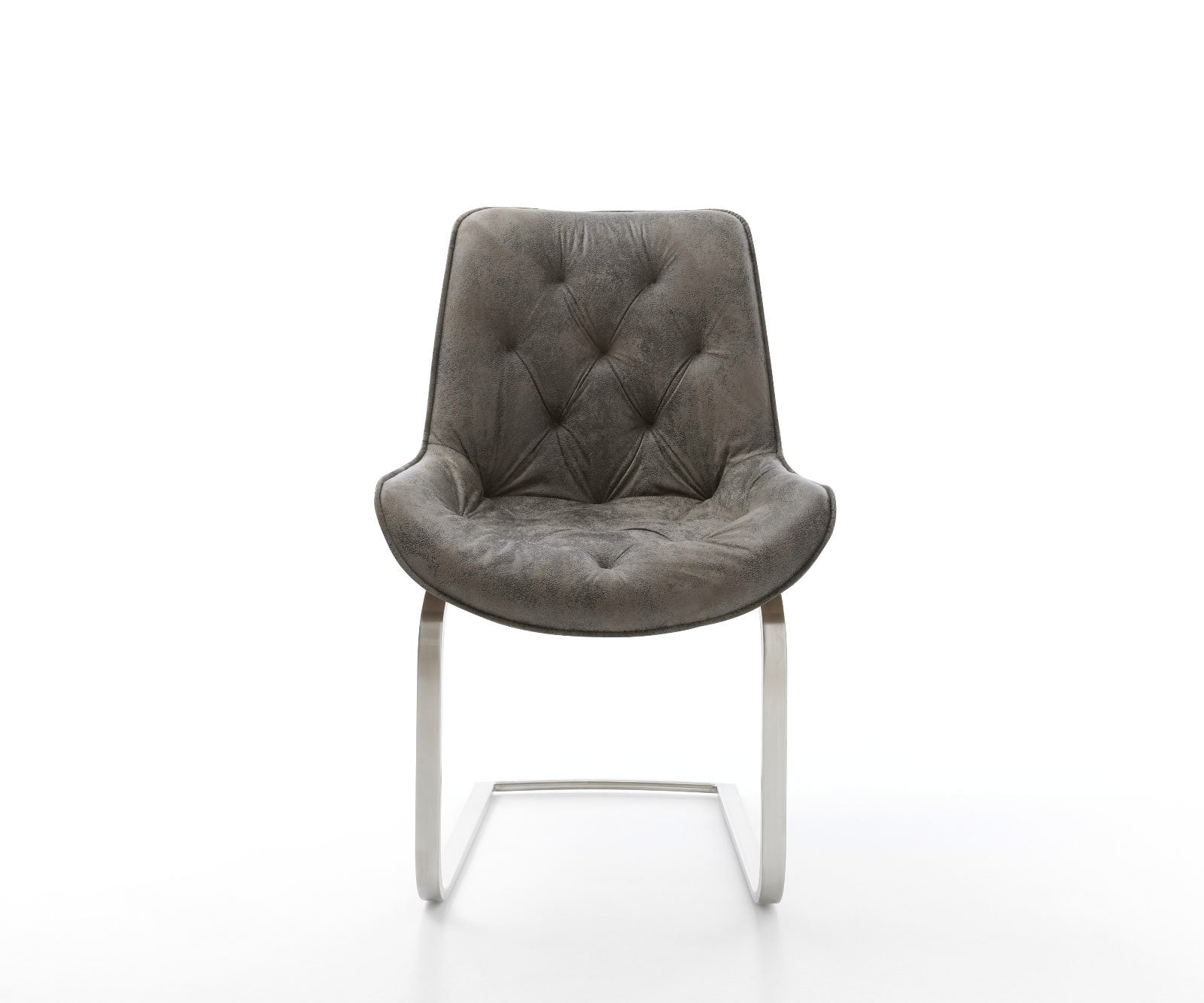 Cantilever Taimi-Flex microvelours gris antique pied cantilever plat acier inoxydable brossé 2 Cantilever Taimi-Flex microvelours gris antique pied cantilever plat acier inoxydable brossé 2