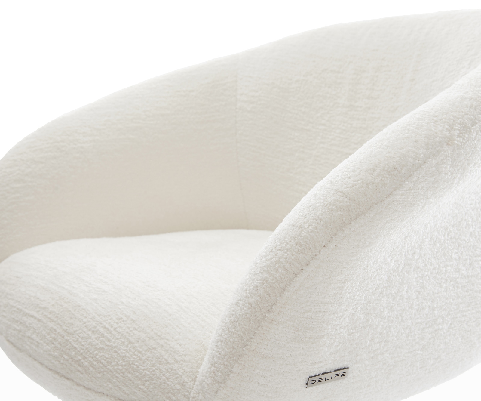 Chaise-de-salle-à-manger Vinka-Flex avec accoudoirs bouclé doux beige pied trapèze noir resorts ensachés 4