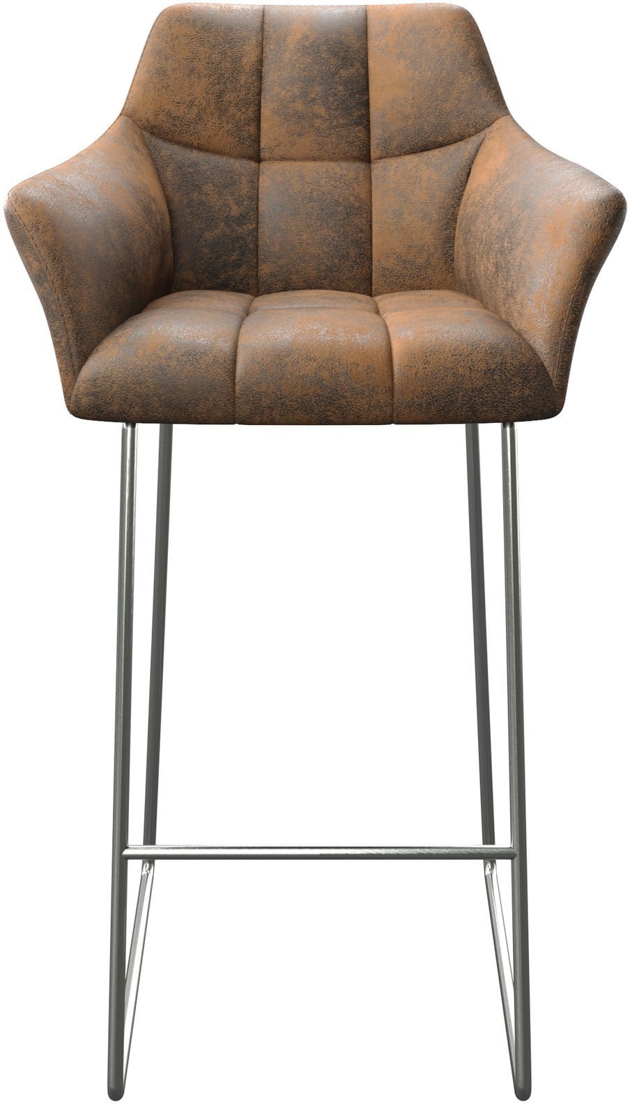 Chaise-de-bar Yulo-Flex vintage marron cadre patin acier inoxydable 3 Chaise-de-bar Yulo-Flex vintage marron cadre patin acier inoxydable 3