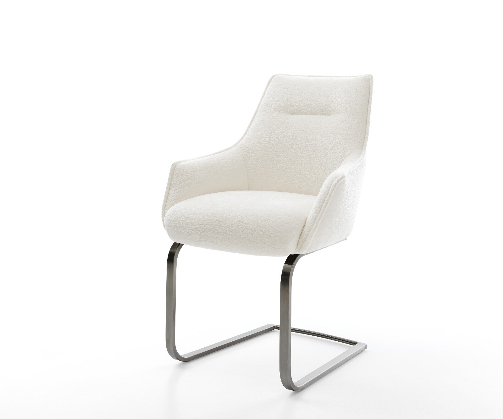 Cantilever Alja-Flex avec accoudoirs bouclé doux beige pied cantilever plat grafiete resorts ensachés 1