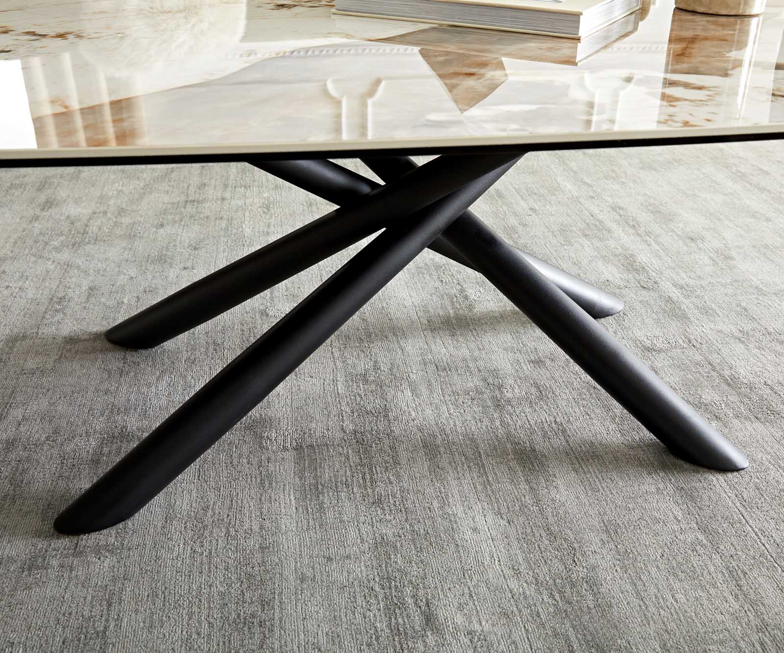 Table-basse Sarita 120x70 cm céramique Minas Melange blanc-beige piètement métal noir 6