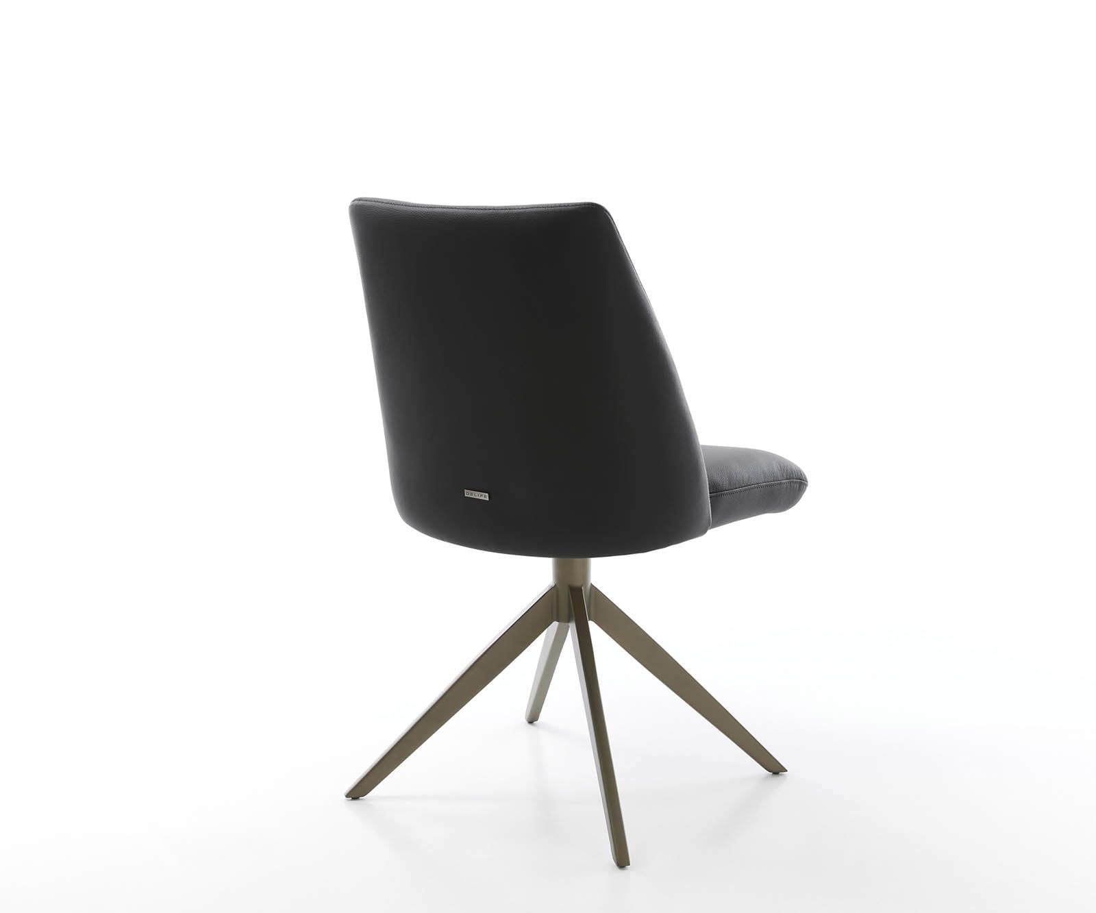 Chaise-pivotante Elso-Flex cuir de vache noir pied croisé large aspect titane pivotement sur 360° ressorts ensachés 4 Chaise-pivotante Elso-Flex cuir de vache noir pied croisé large aspect titane pivotement sur 360° ressorts ensachés 4