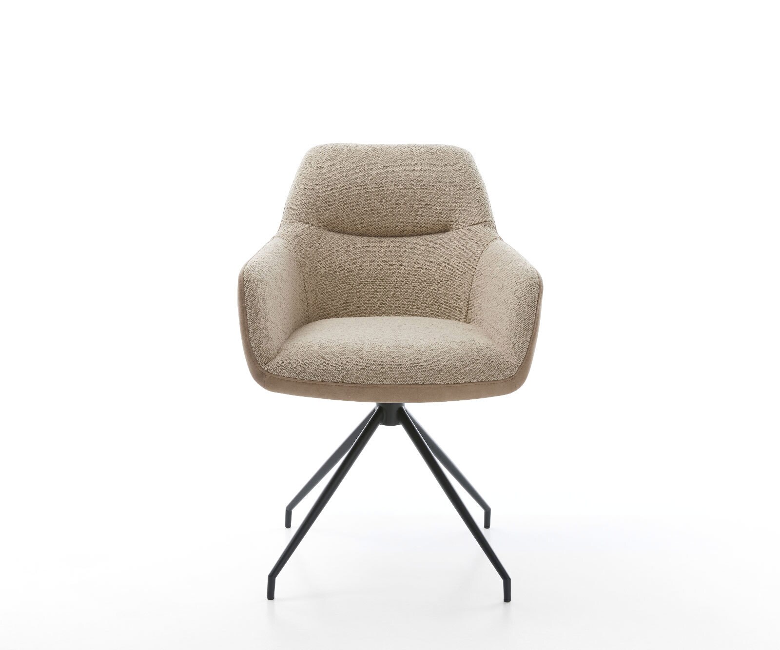 Chaise-pivotante Pejo-Flex tissu mixte couleur boue pied croisé conique noir pivotement sur 180° ressorts ensachés 1