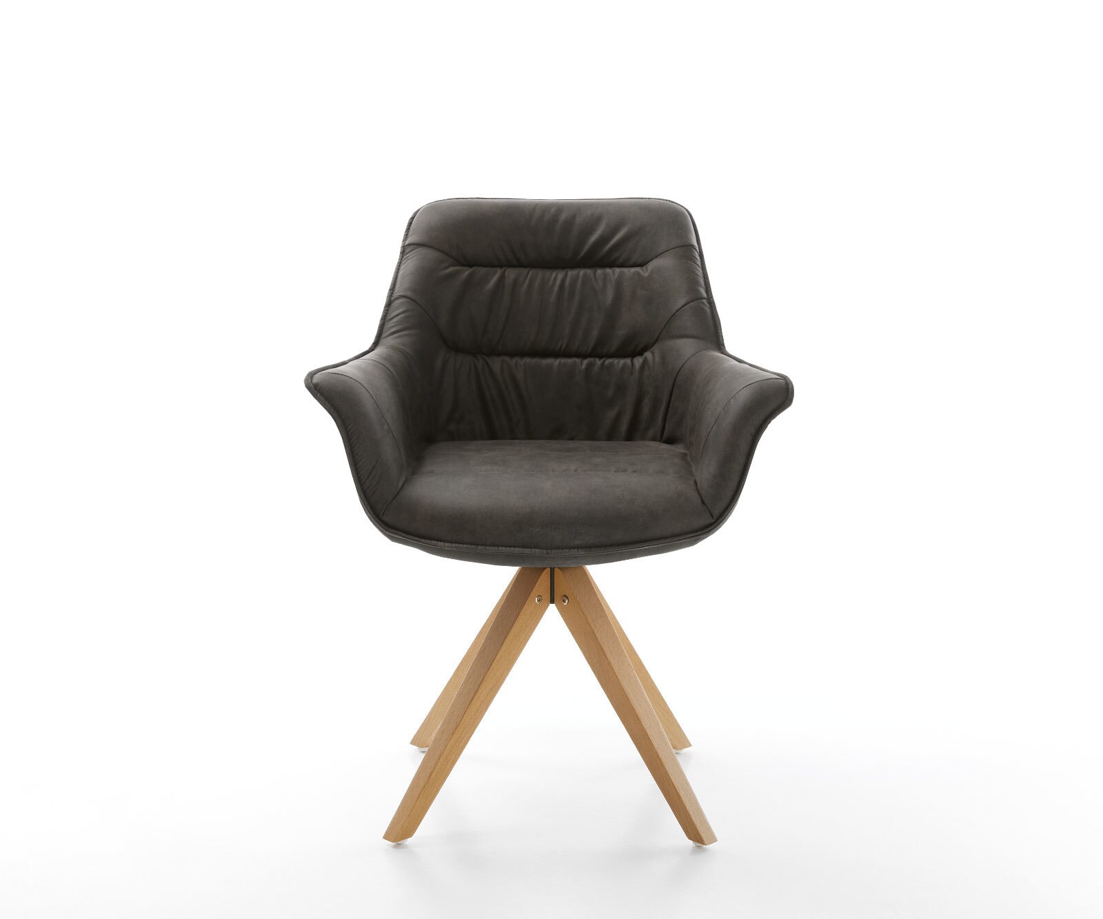 Chaise-de-salle-à-manger Kaira-Flex microvelours anthracite vintage pied en bois angulaire naturel 1 Chaise-de-salle-à-manger Kaira-Flex microvelours anthracite vintage pied en bois angulaire naturel 1