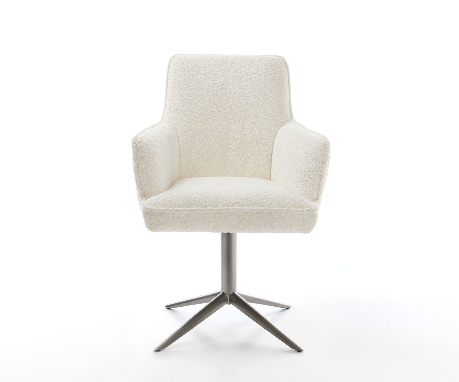 Chaise-pivotante Heira-Flex mit Armlehnen bouclé blanc pied de chaise 4 branches grafiete pivotement sur 360° fonction bascule ressorts ensachés 2