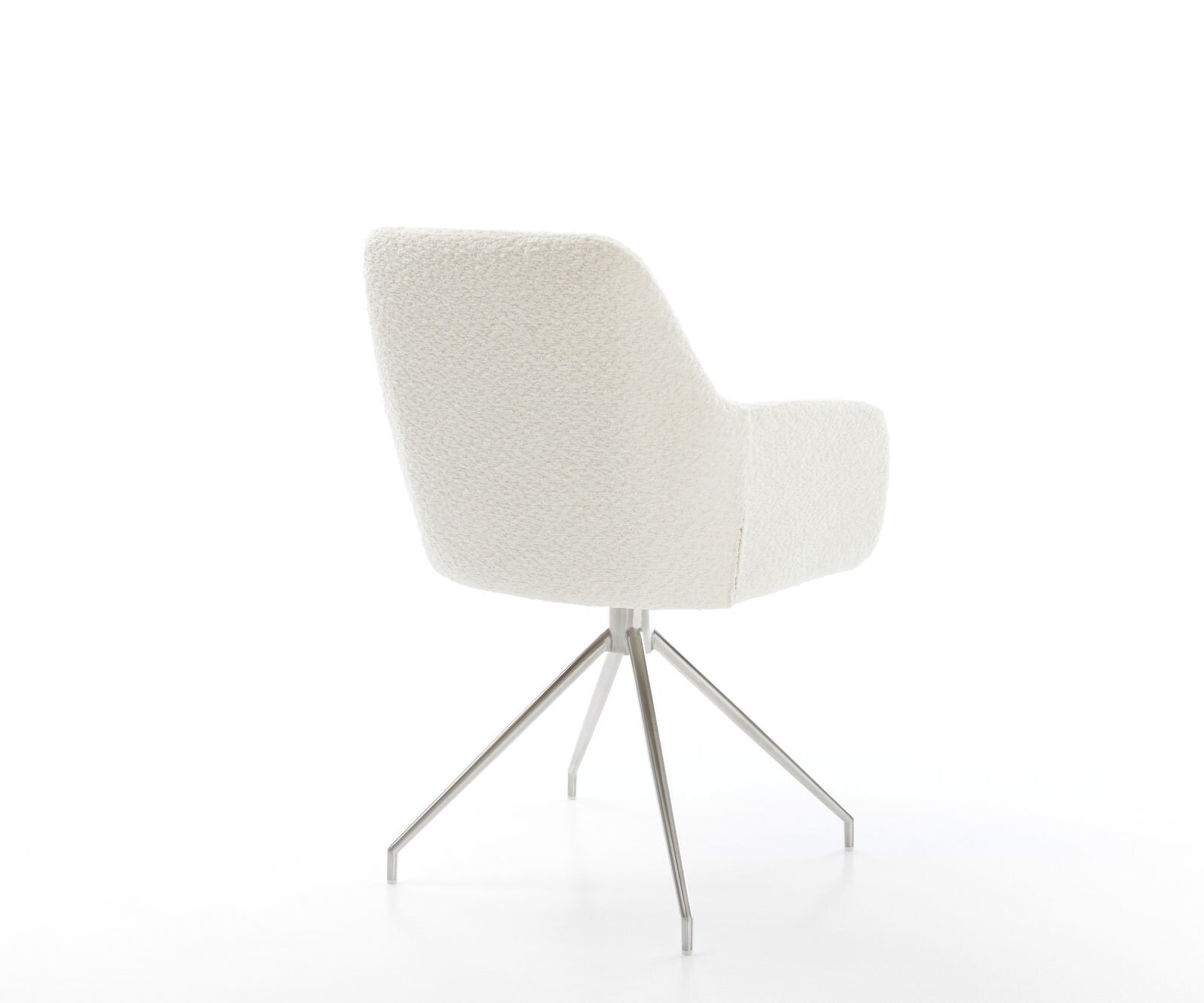 Chaise-de-salle-à-manger Pejo-Flex bouclé blanc pied croisé conique acier inoxydable brossé ressorts ensachés 5