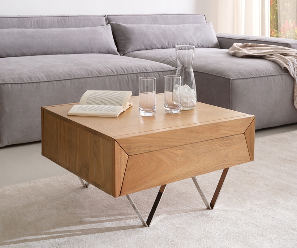 Table-basse Kayu acacia naturel bois massif table de salon Table-basse Kayu acacia naturel bois massif table de salon