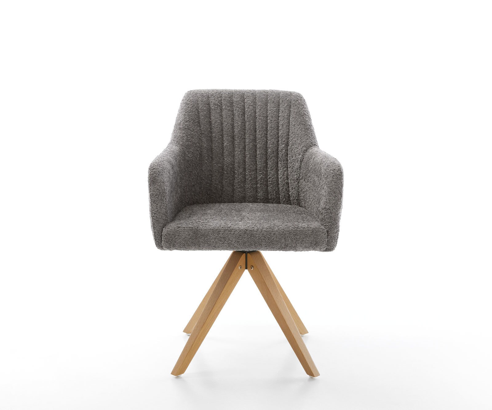 Chaise-de-salle-à-manger Greg-Flex bouclé gris pied en bois angulaire naturel ressorts ensachés 2