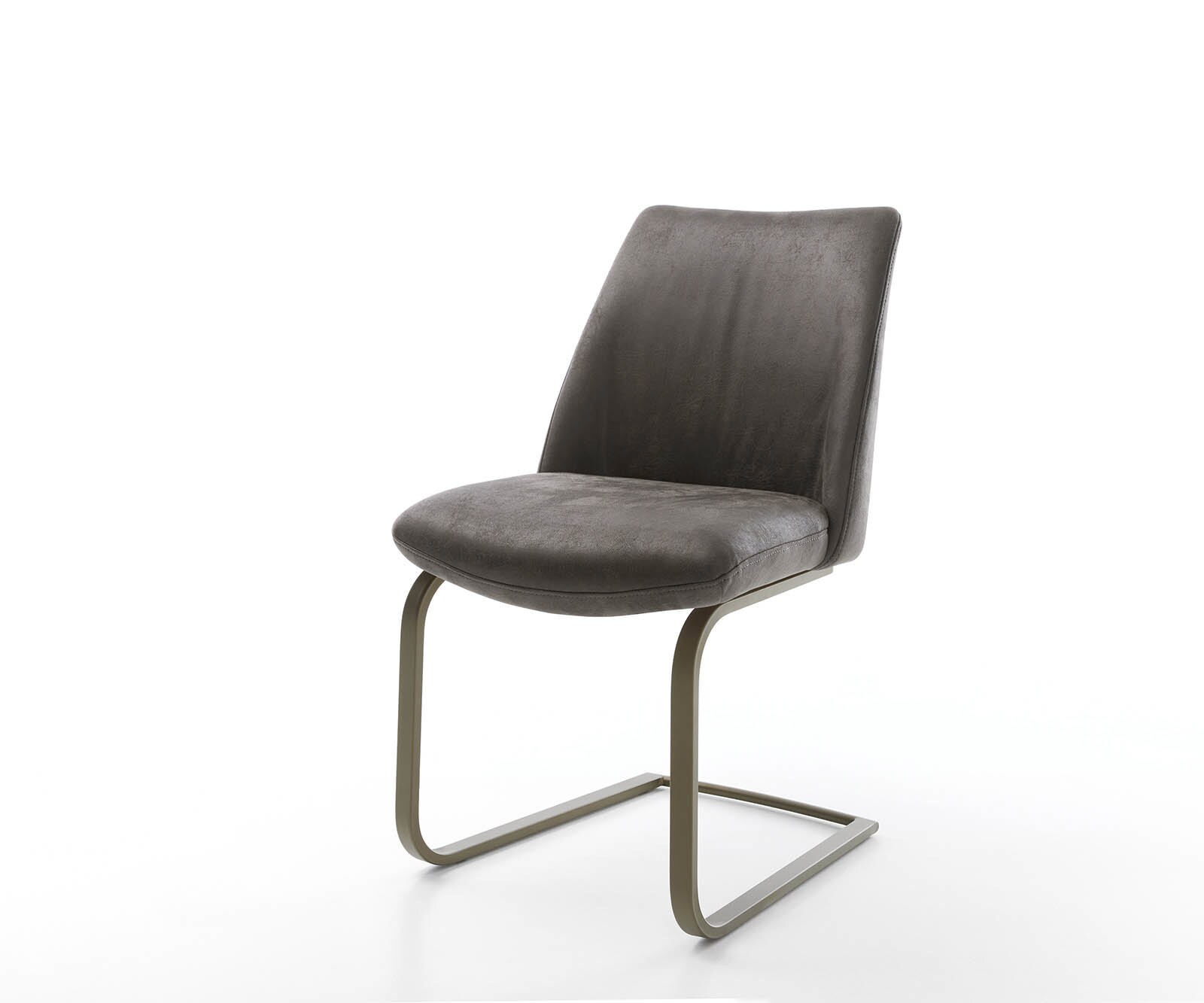 Cantilever Elso-Flex microvelours anthracite vintage pied cantilever plat aspect titane ressorts ensachés