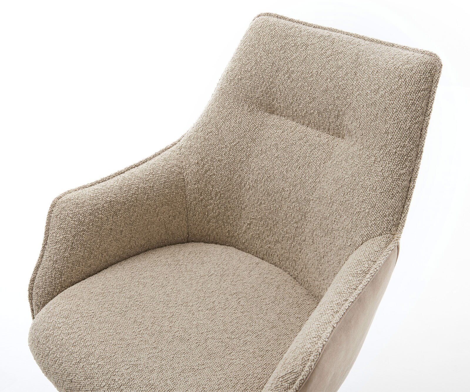 Chaise-de-salle-à-manger Alja-Flex avec accoudoirs tissu mixte couleur boue pied trapèze noir ressorts ensachés 3
