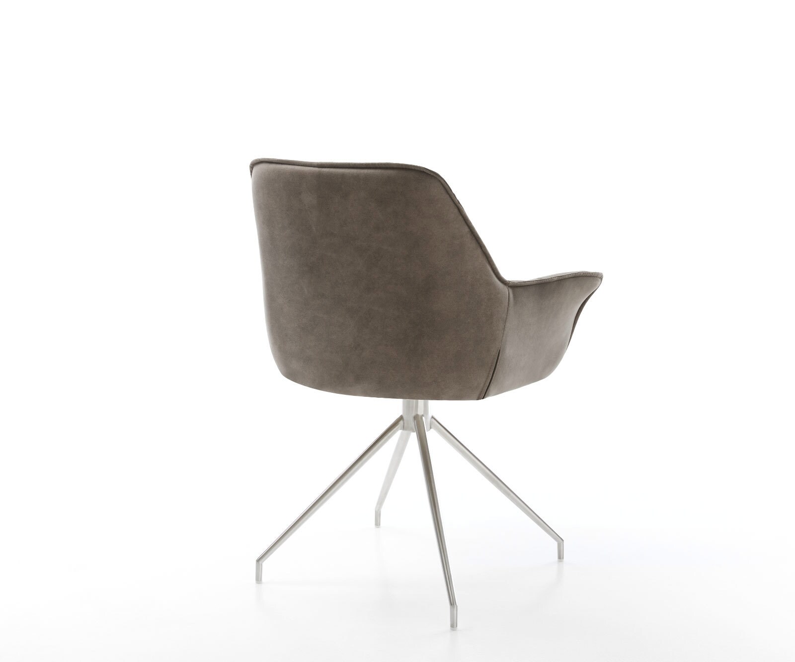 Chaise-de-salle-à-manger Kaira-Flex microvelours taupe vintage pied croisé conique acier inoxydable brossé 4 Chaise-de-salle-à-manger Kaira-Flex microvelours taupe vintage pied croisé conique acier inoxydable brossé 4
