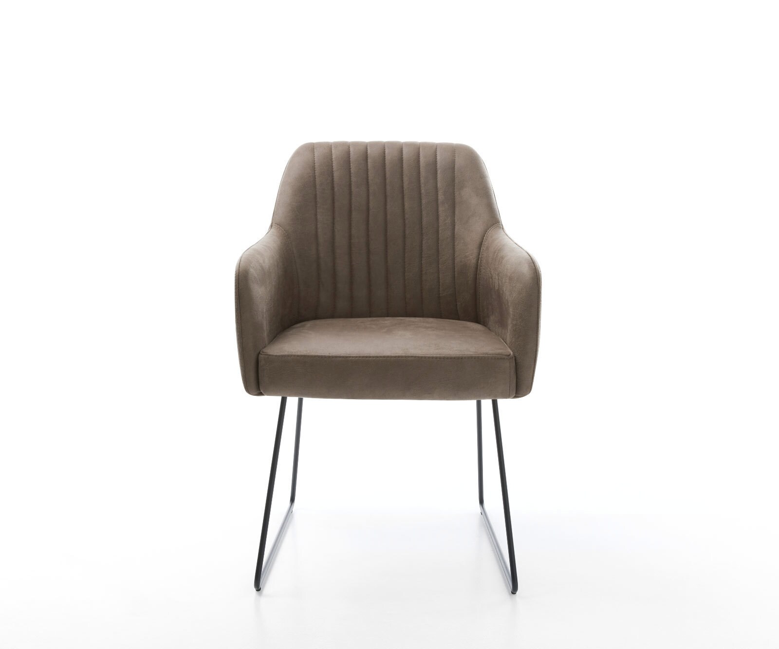 Chaise-de-salle-à-manger Greg-Flex microvelours taupe vintage pied trapèze noir ressorts ensachés 1 Chaise-de-salle-à-manger Greg-Flex microvelours taupe vintage pied trapèze noir ressorts ensachés 1