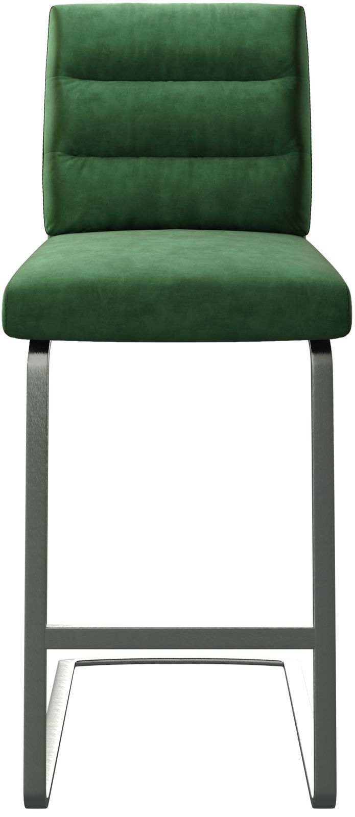 Chaise-de-bar Pela-Flex velours vert chaise cantilever acier plat inoxydable 3