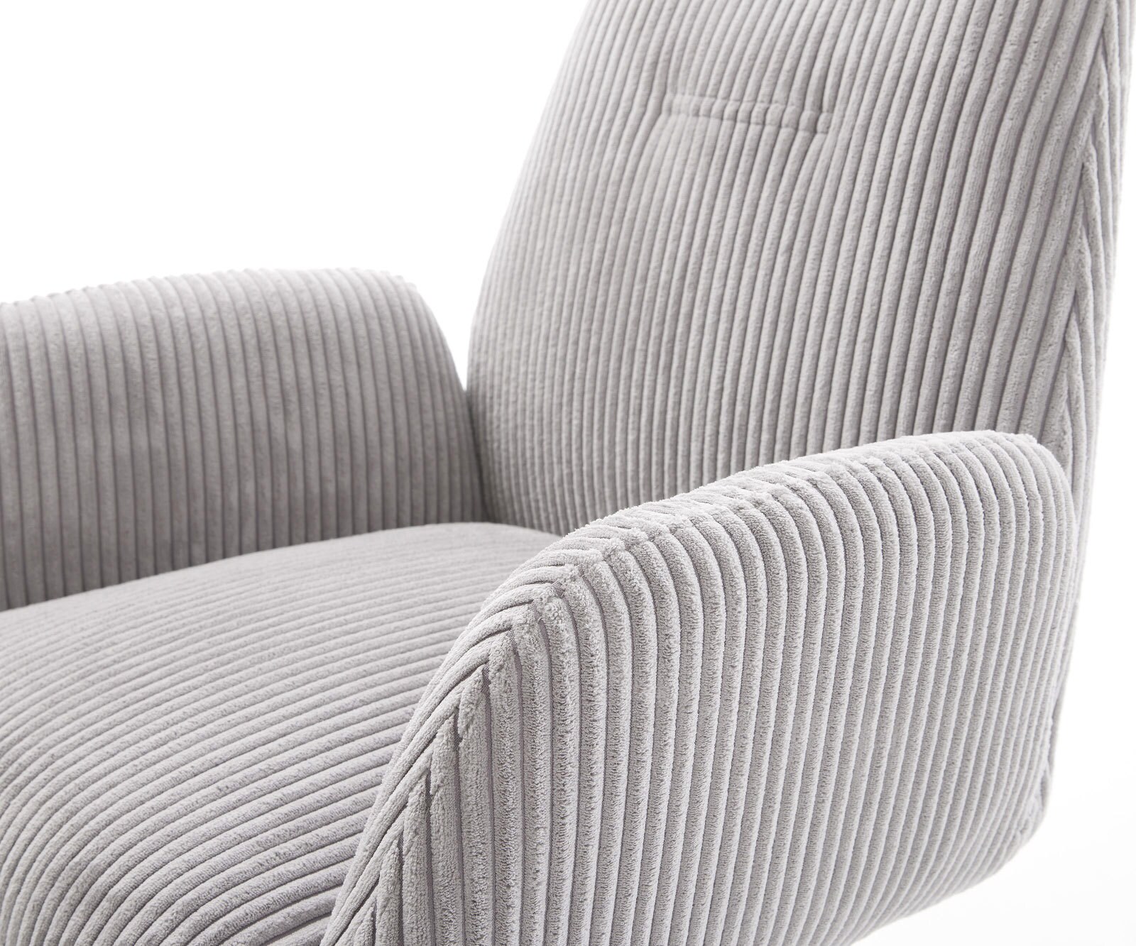 Chaise-pivotante Zoa-Flex côtelé gris argenté pied de chaise 4 branches grafiete pivotement sur 360° fonction bascule ressorts ensachés 4