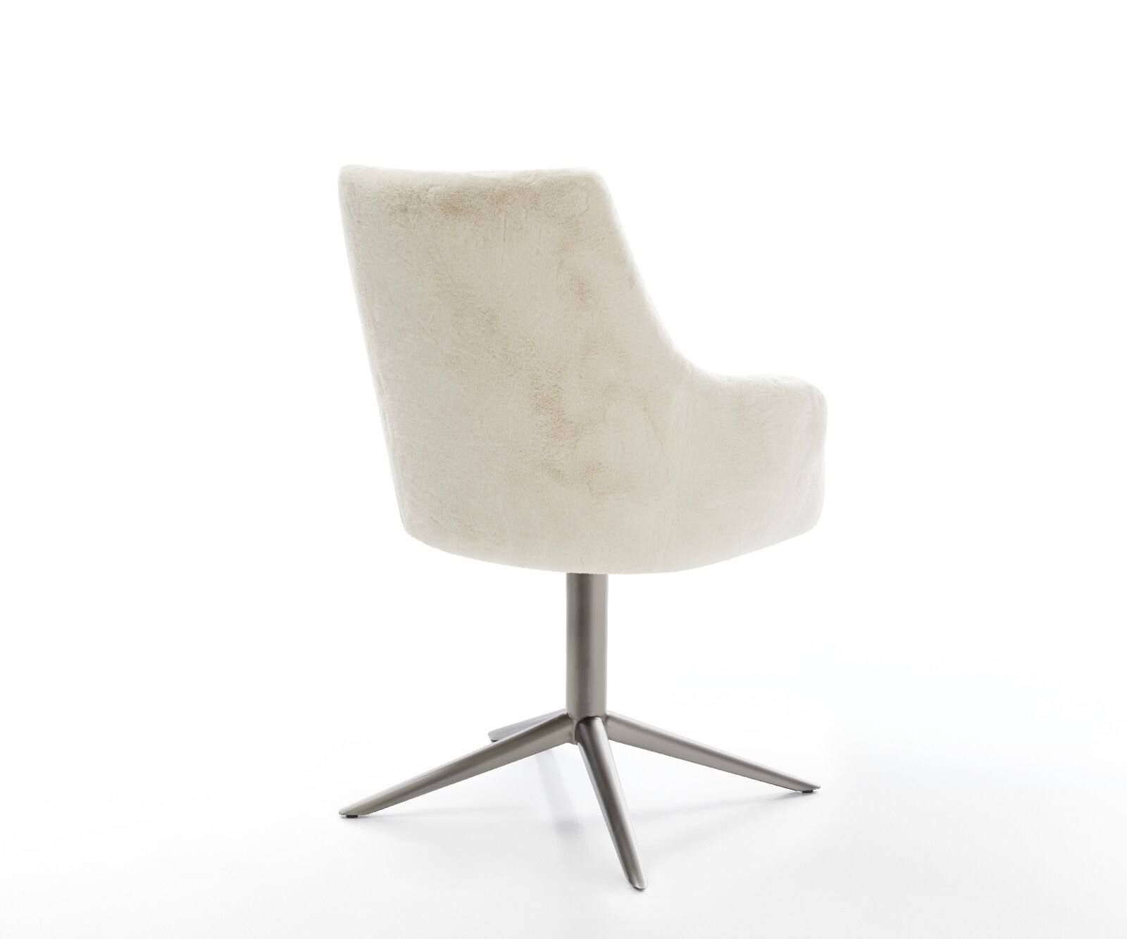 Chaise-pivotante Alja-Flex avec accoudoirs peluche crème-blanc pied de chaise 4 branches grafiete pivotement sur 360° fonction bascule resorts ensachés 4