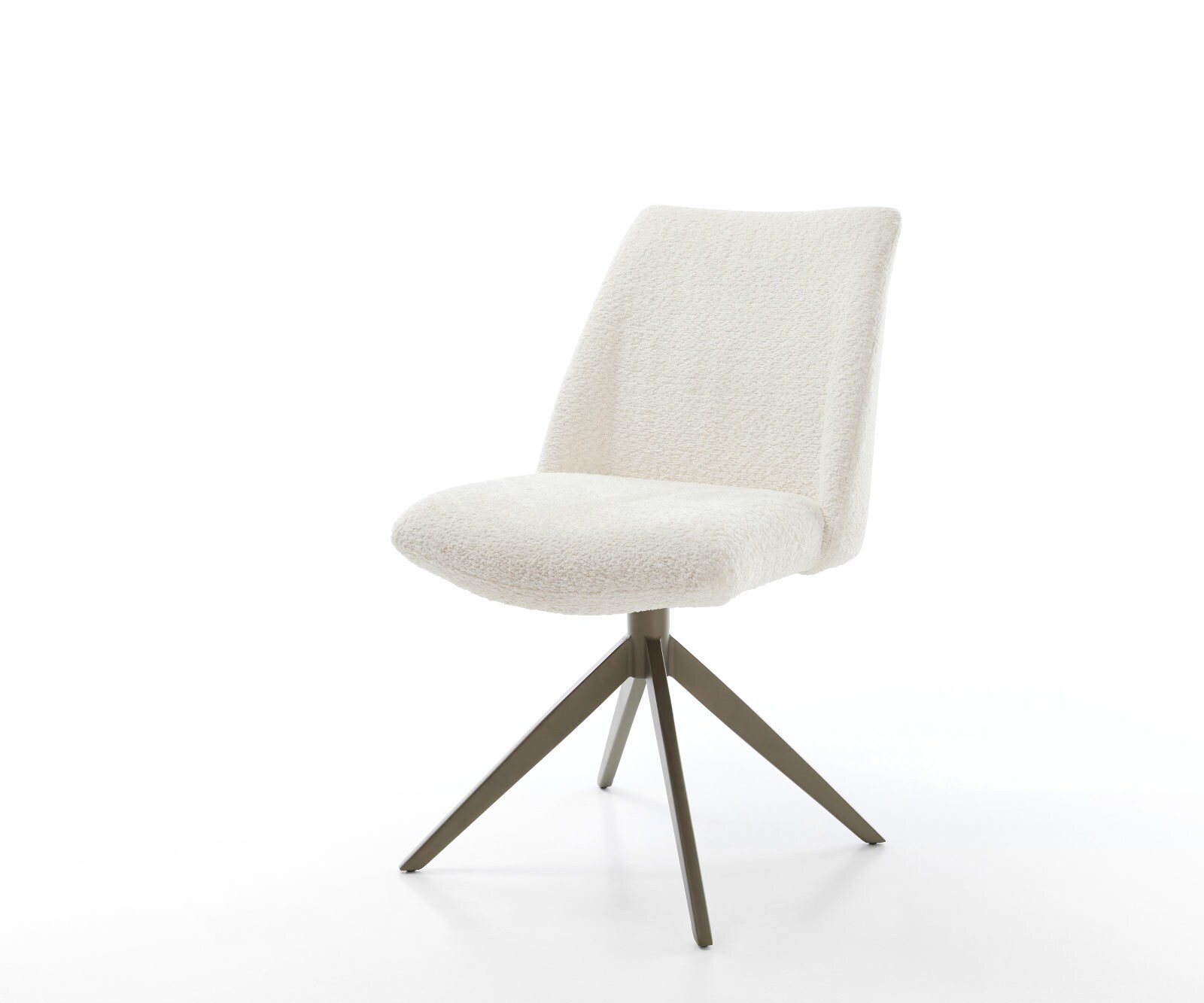 Chaise-pivotante Elso-Flex bouclé blanc pied croisé large aspect titane pivotement sur 360° fonction bascule ressorts ensachés 1