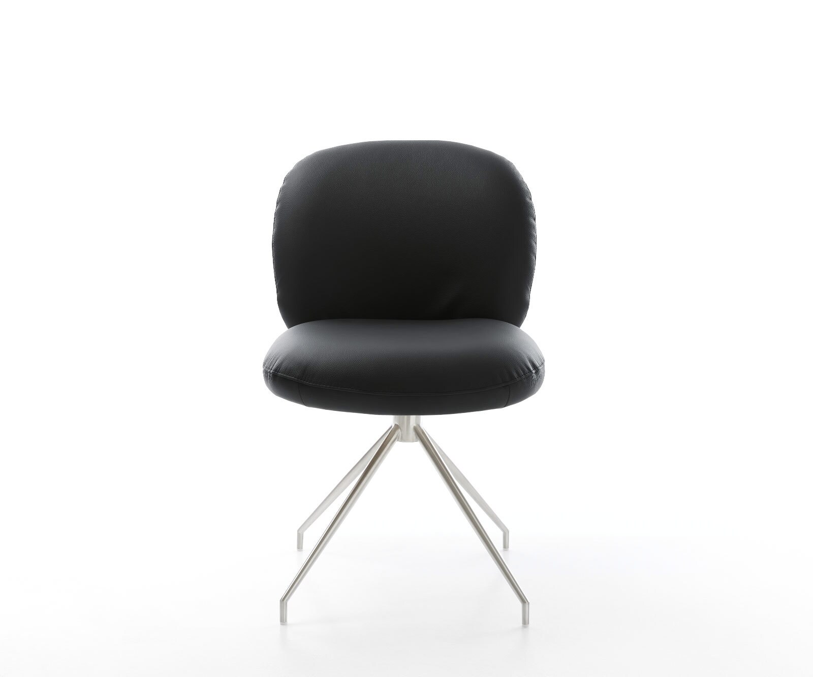 Chaise-pivotante Nube-Flex cuir de vache noir pied croisé conique acier inoxydable brossé pivotement sur 180° ressorts ensachés 1 Chaise-pivotante Nube-Flex cuir de vache noir pied croisé conique acier inoxydable brossé pivotement sur 180° ressorts ensachés 1