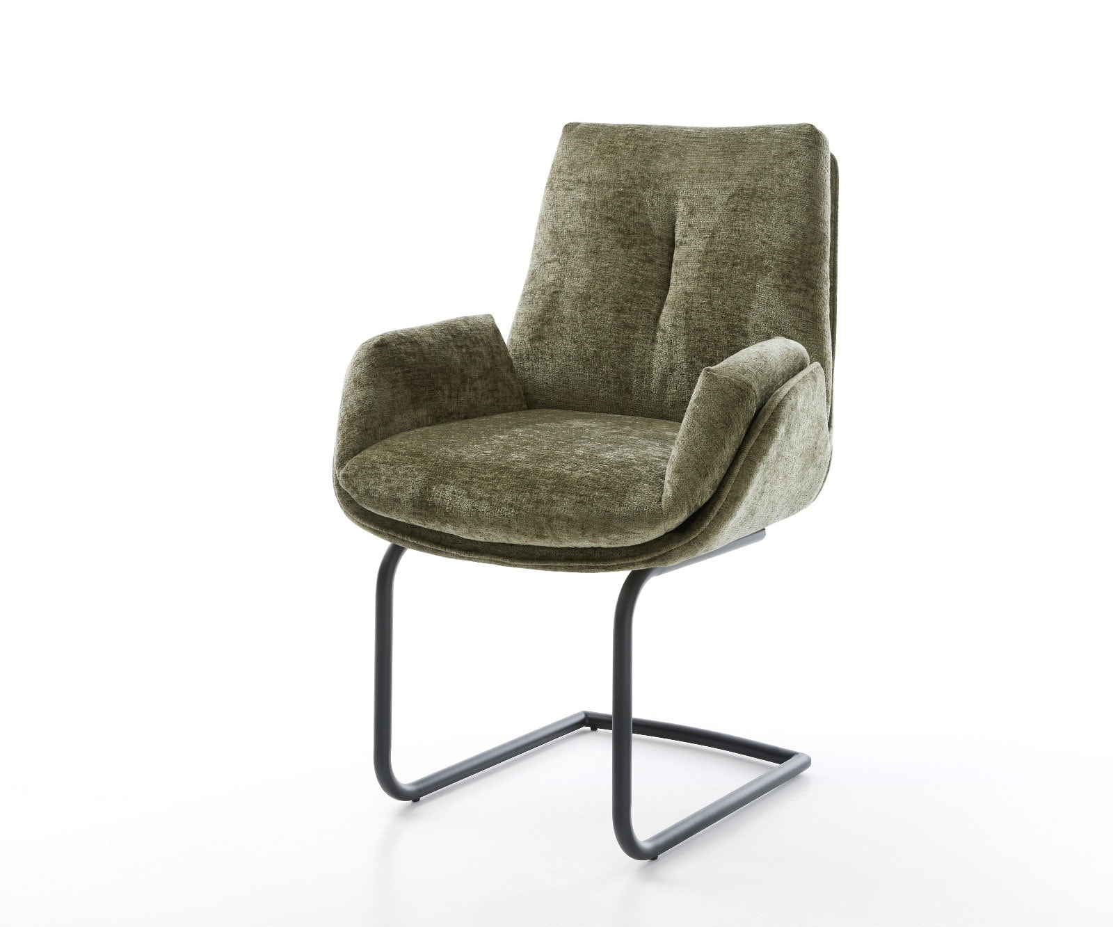Cantilever Clea-Flex chenille olive pied cantilever rond noir Cantilever Clea-Flex chenille olive pied cantilever rond noir