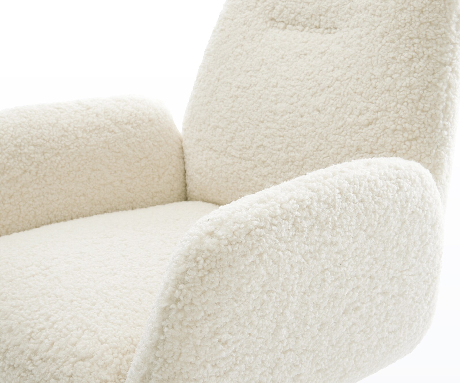 Chaise-pivotante Zoa-Flex tissu teddy beige pied croisé large acier inoxydable pivotement sur 360° fonction bascule ressorts ensachés 4
