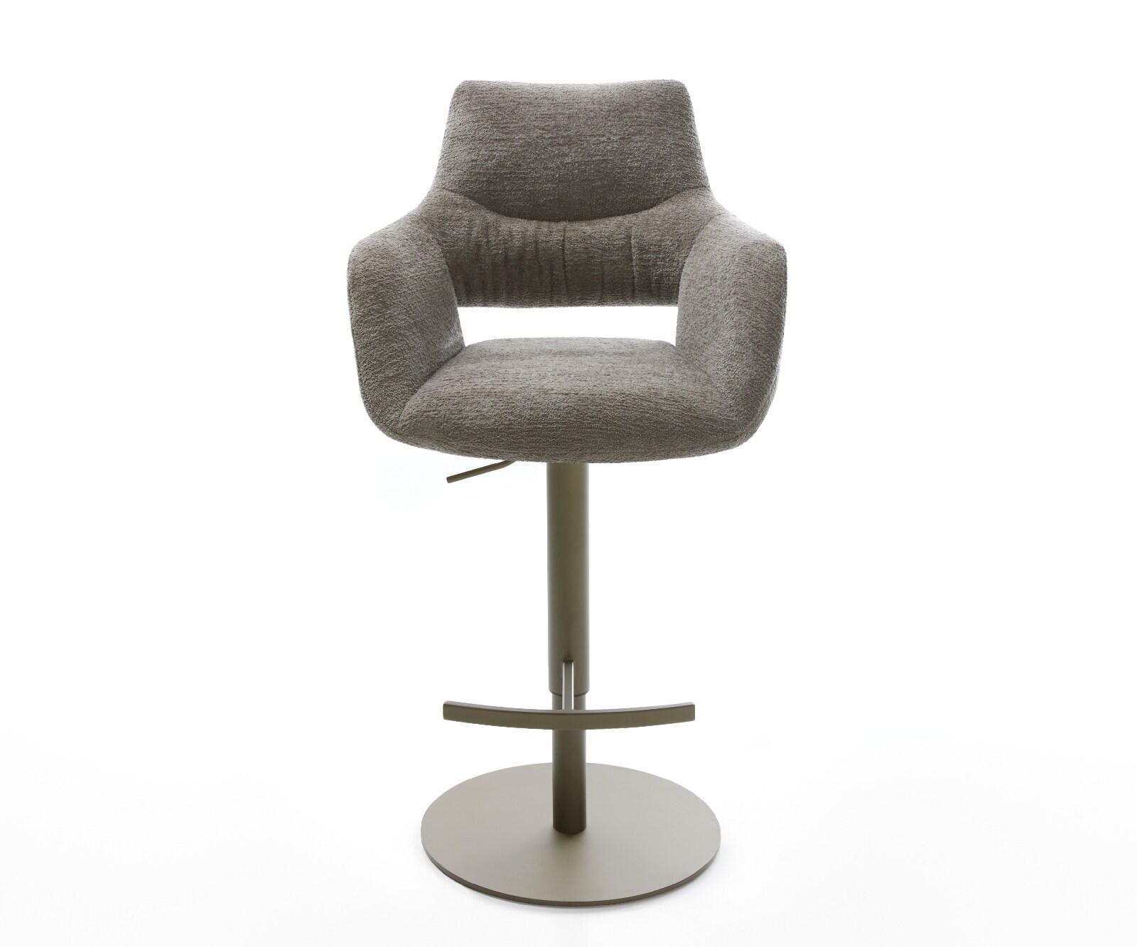 Chaise-de-bar Yago-Flex Bouclé doux Boue Pied pivotant réglable en hauteur couleur titane Couleur titane Ressort ensaché 1