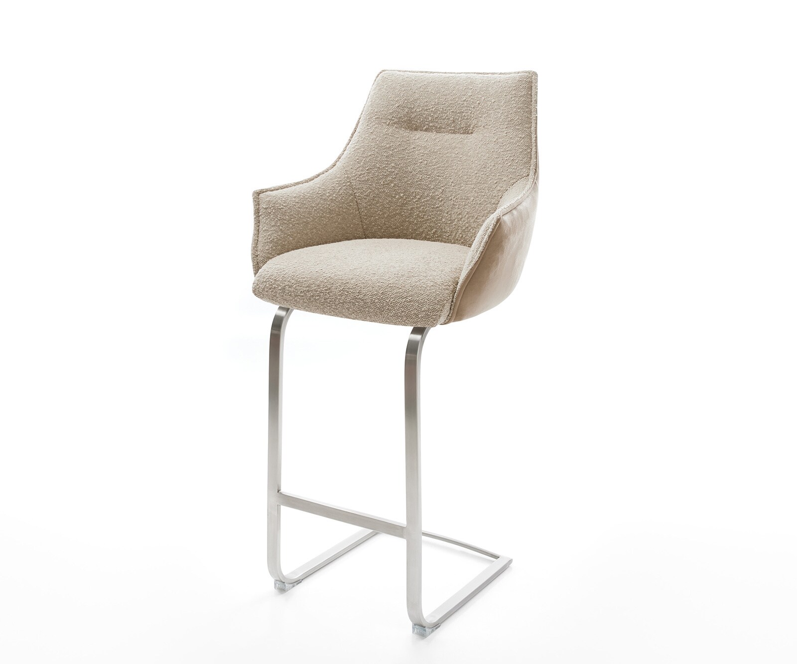Chaise-de-bar Alja-Flex mélange de matériaux microfibre boue / bouclé boue cadre luge plat acier inoxydable Ressorts ensachés