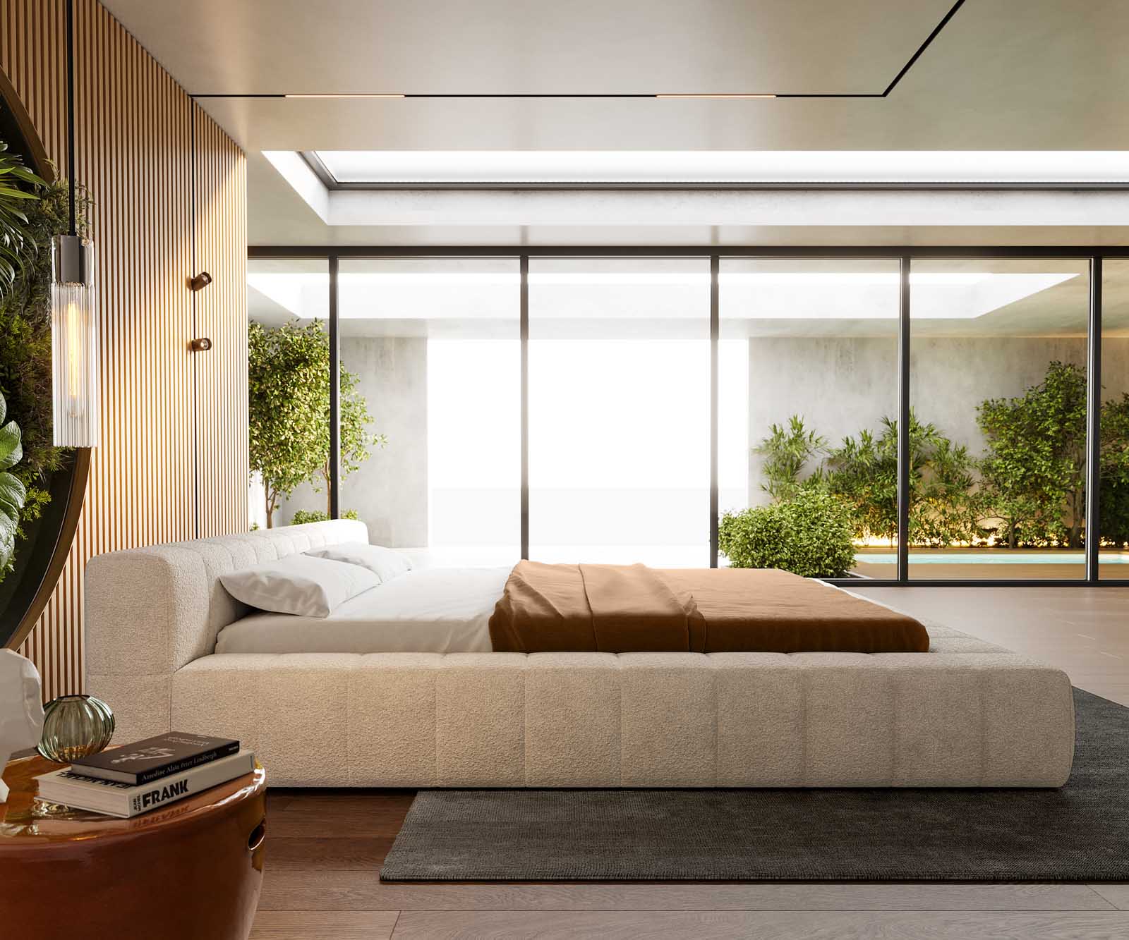Sommier-Espazio 180x200 cm Bouclé Crème-Blanc avec espace de rangement 3