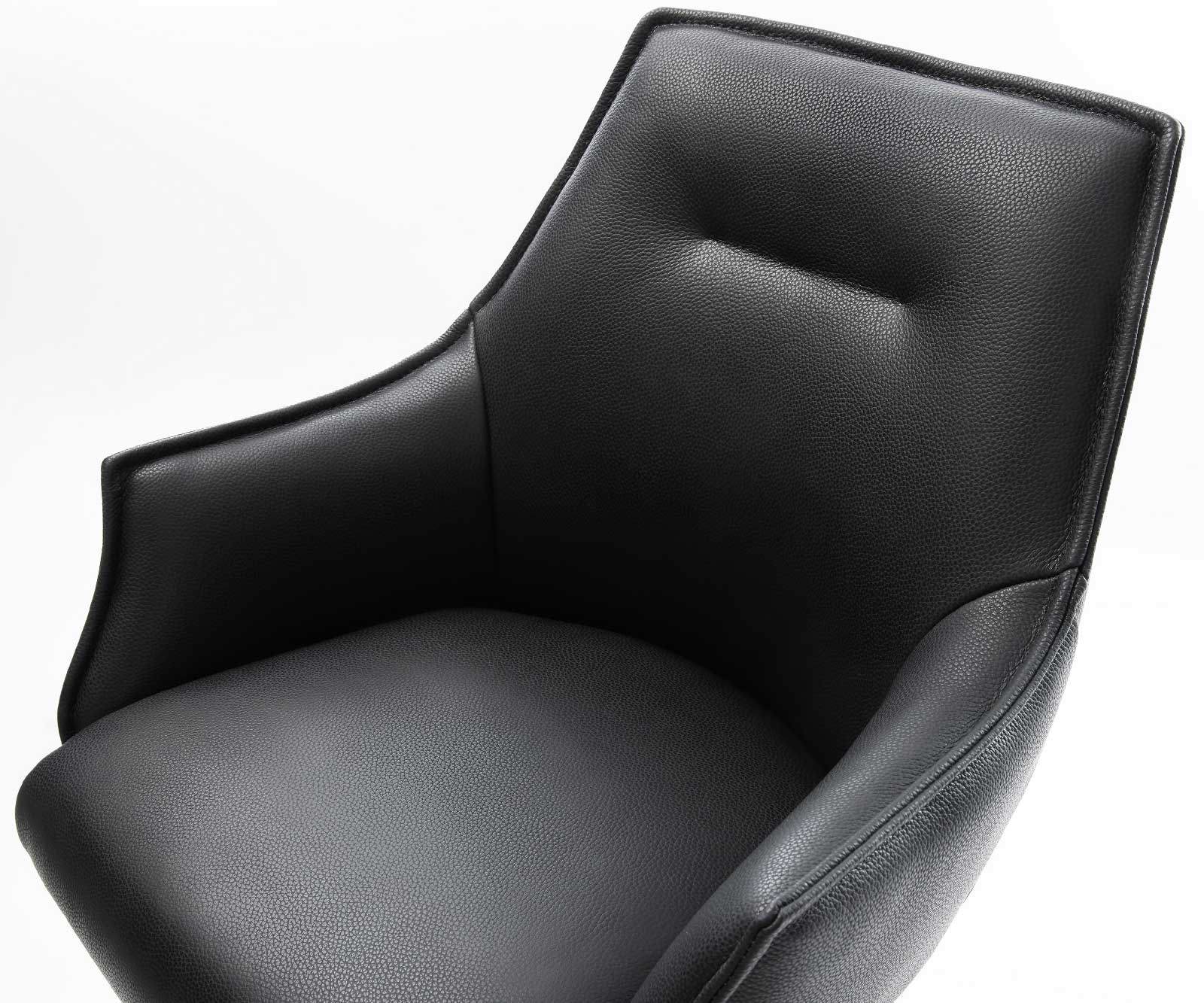 Chaise-de-bar Alja-Flex cuir véritable noir cadre à patins acier inoxydable ressorts ensachés 3