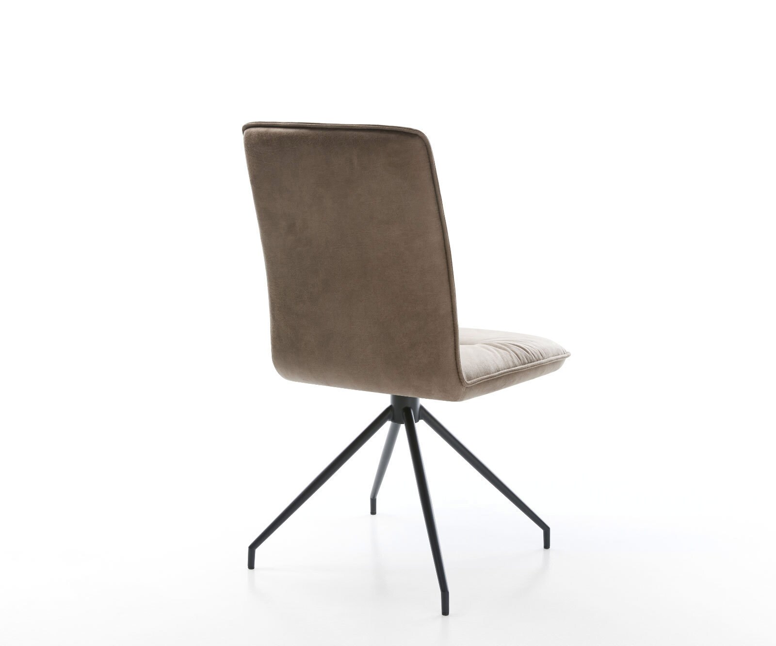 Chaise-de-salle-à-manger Vinjo-Flex microvelours taupe vintage pied croisé conique noir 4