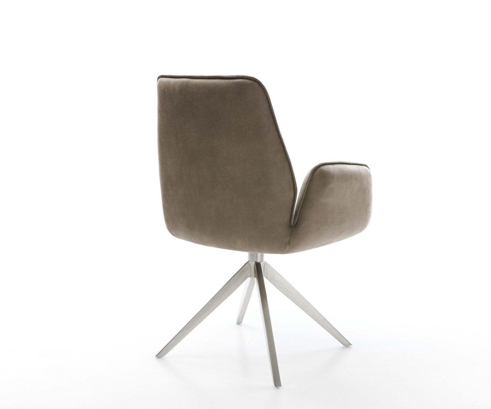 Chaise-pivotante Zoa-Flex microvelours taupe vintage pied croisé large acier inoxydable brossé pivotement sur 360° fonction bascule ressorts ensachés 5