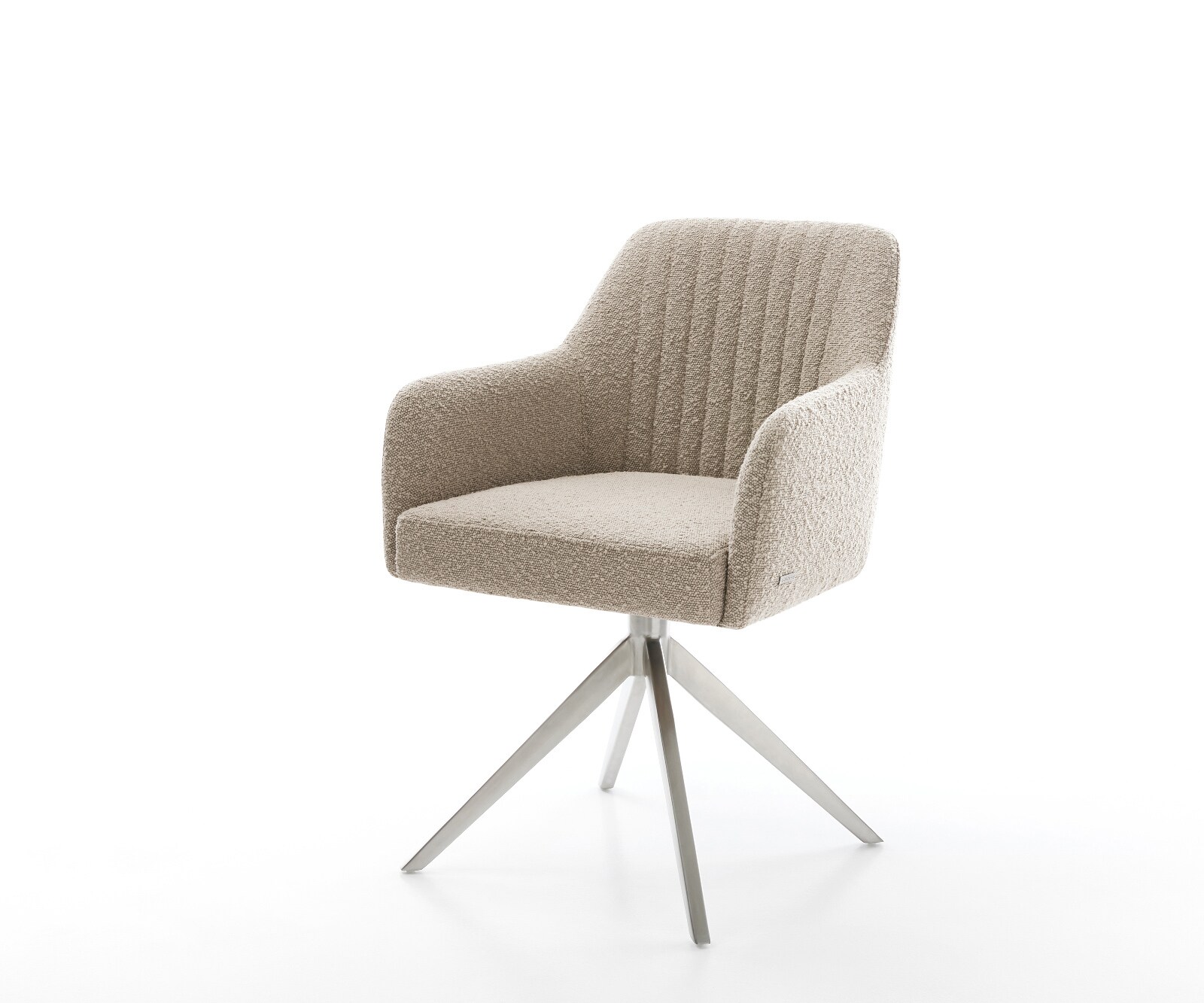 Chaise-pivotante Greg-Flex bouclé boue pied croisé large acier inoxydable pivotement sur 360° fonction bascule ressorts ensachés