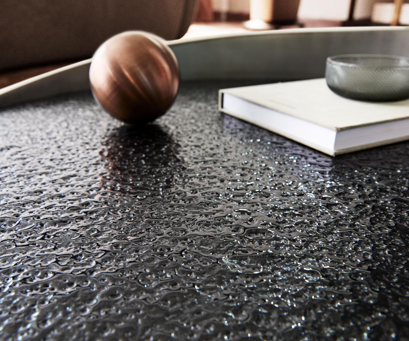 Table basse Blaise 100x100 cm argent avec verre en relief Gris 4 Table basse Blaise 100x100 cm argent avec verre en relief Gris 4