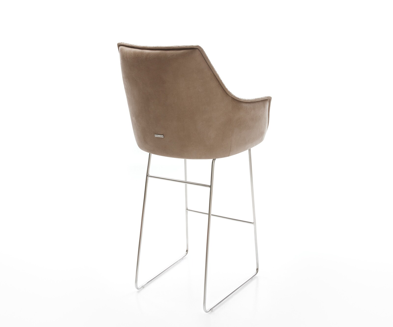 Chaise-de-bar Alja-Flex mélange de matériaux microfibre boue / bouclé boue cadre à patins acier inoxydable ressorts ensachés 4