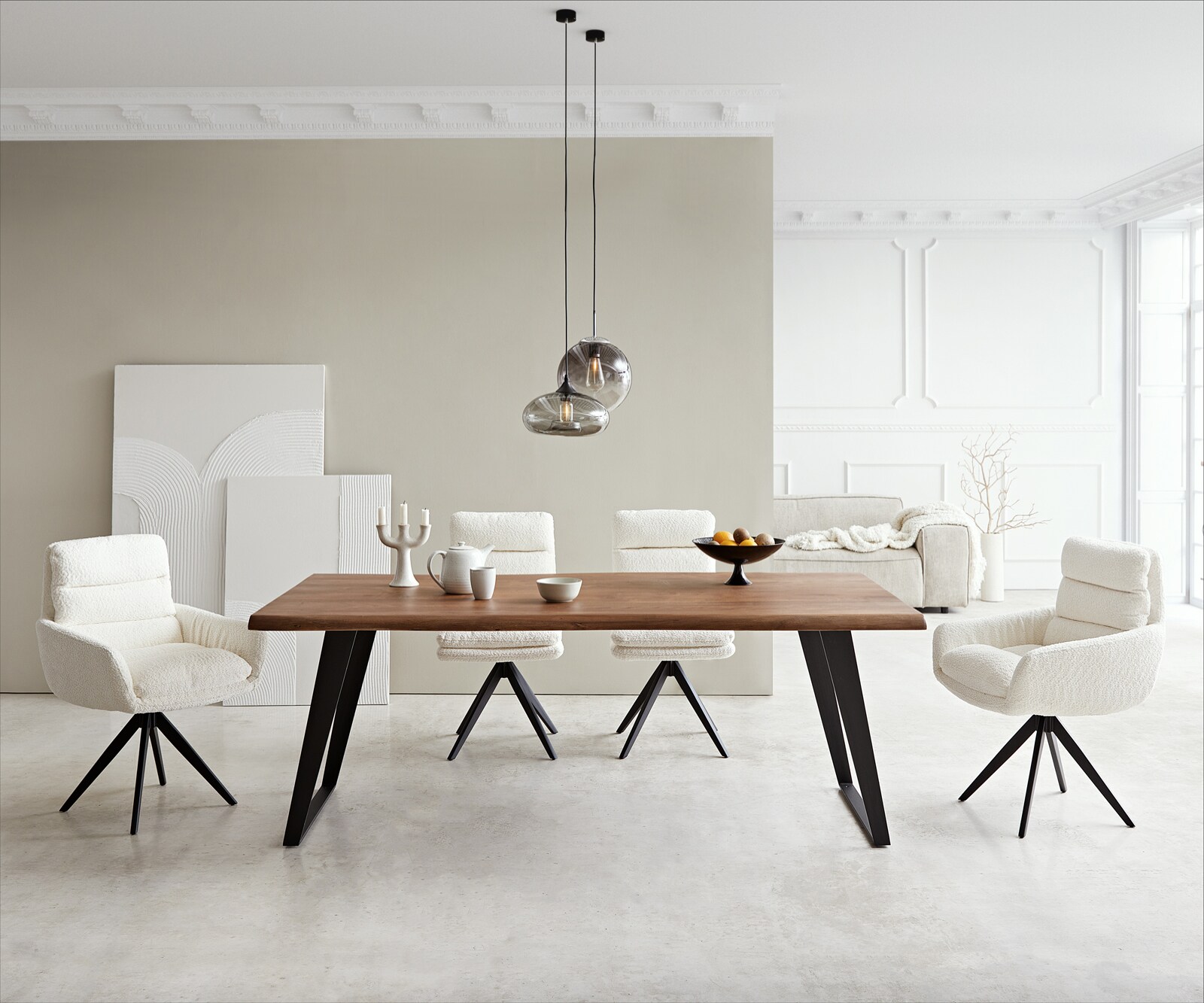 Table-à-manger Edge 200x100 acacia marron métal incliné Live-Edge 1