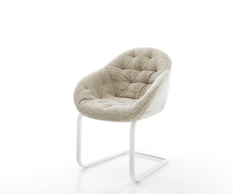 Cantilever Gaio-Flex tissu tissé doux beige pied cantilever plat blanc