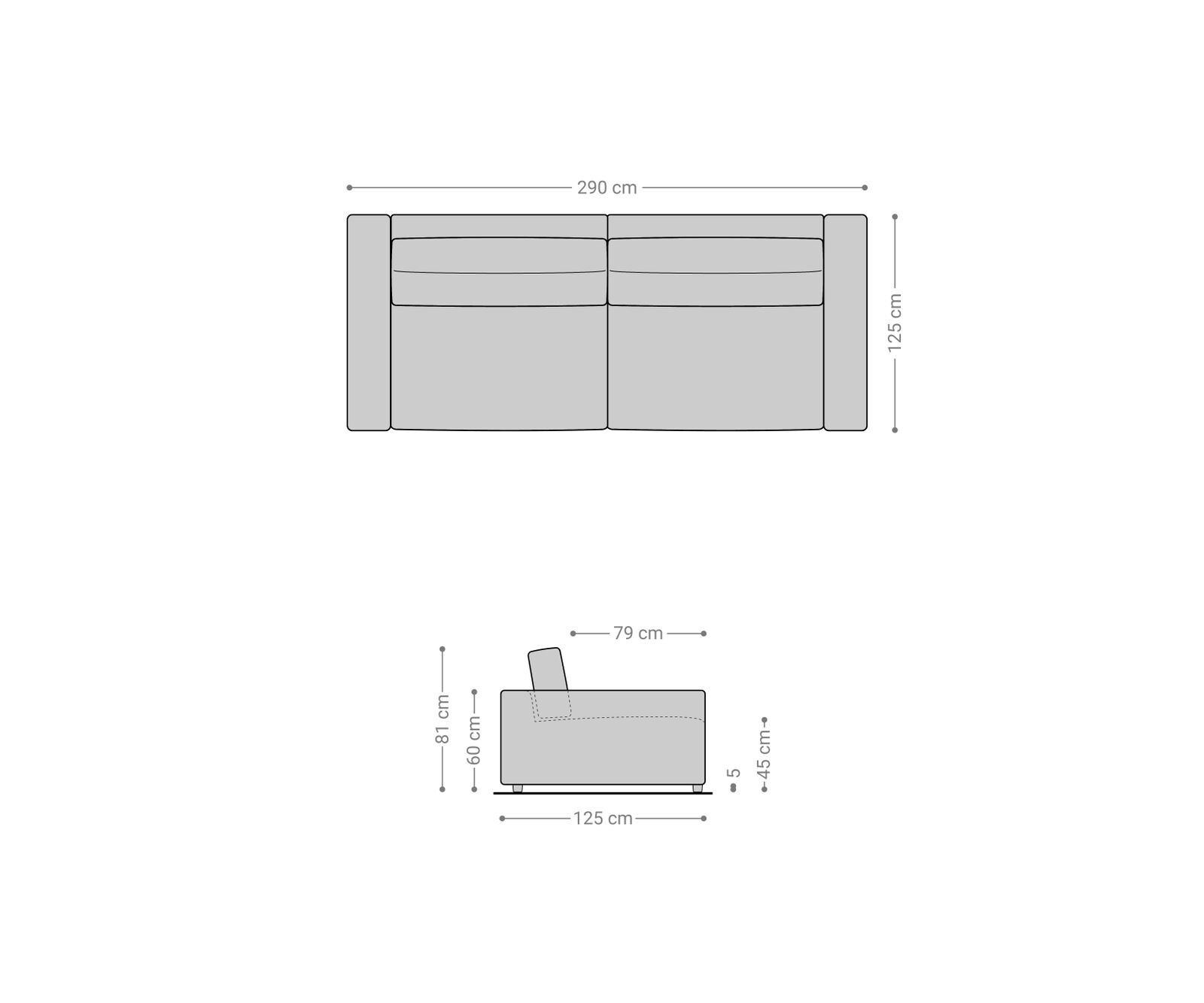 Bigsofa Cubico 290x120 cm Flachgewebe Orange 7