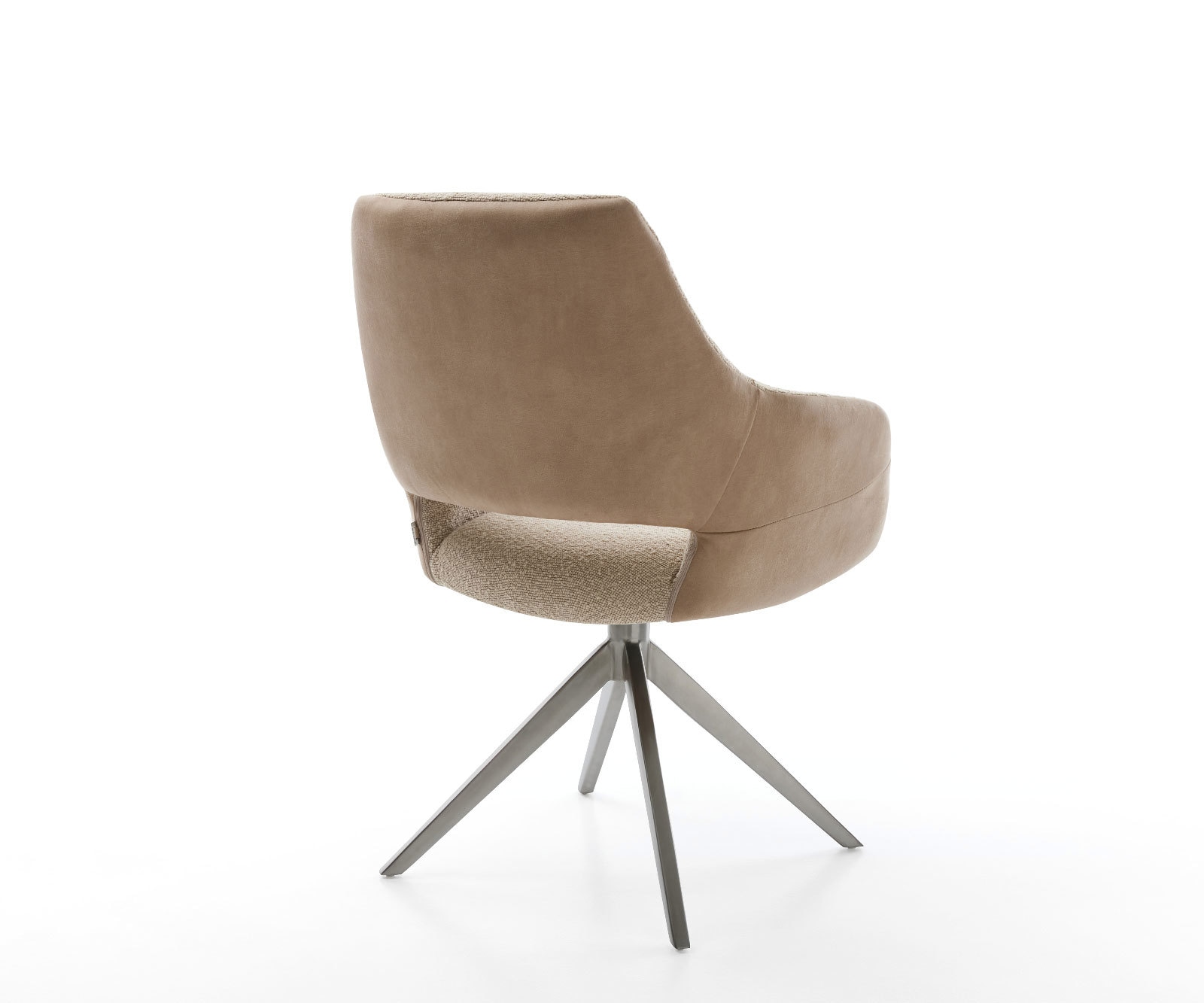 Chaise-pivotante Yago-Flex avec accoudoirs tissu mixte couleur boue pied croisé large acier inoxydable brossé pivotement sur 360° fonction bascule ressorts ensachés 4 Chaise-pivotante Yago-Flex avec accoudoirs tissu mixte couleur boue pied croisé large acier inoxydable brossé pivotement sur 360° fonction bascule ressorts ensachés 4