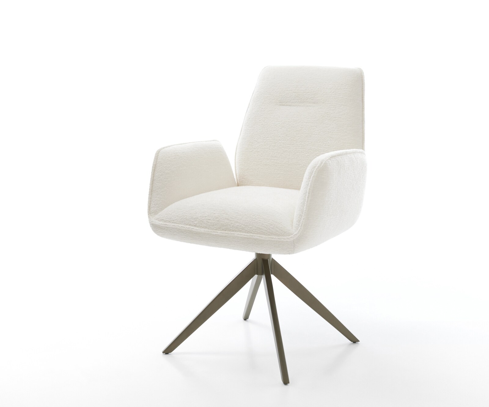 Chaise-pivotante Zoa-Flex bouclé doux beige pied croisé large aspect titane pivotement sur 360° fonction bascule ressorts ensachés 1
