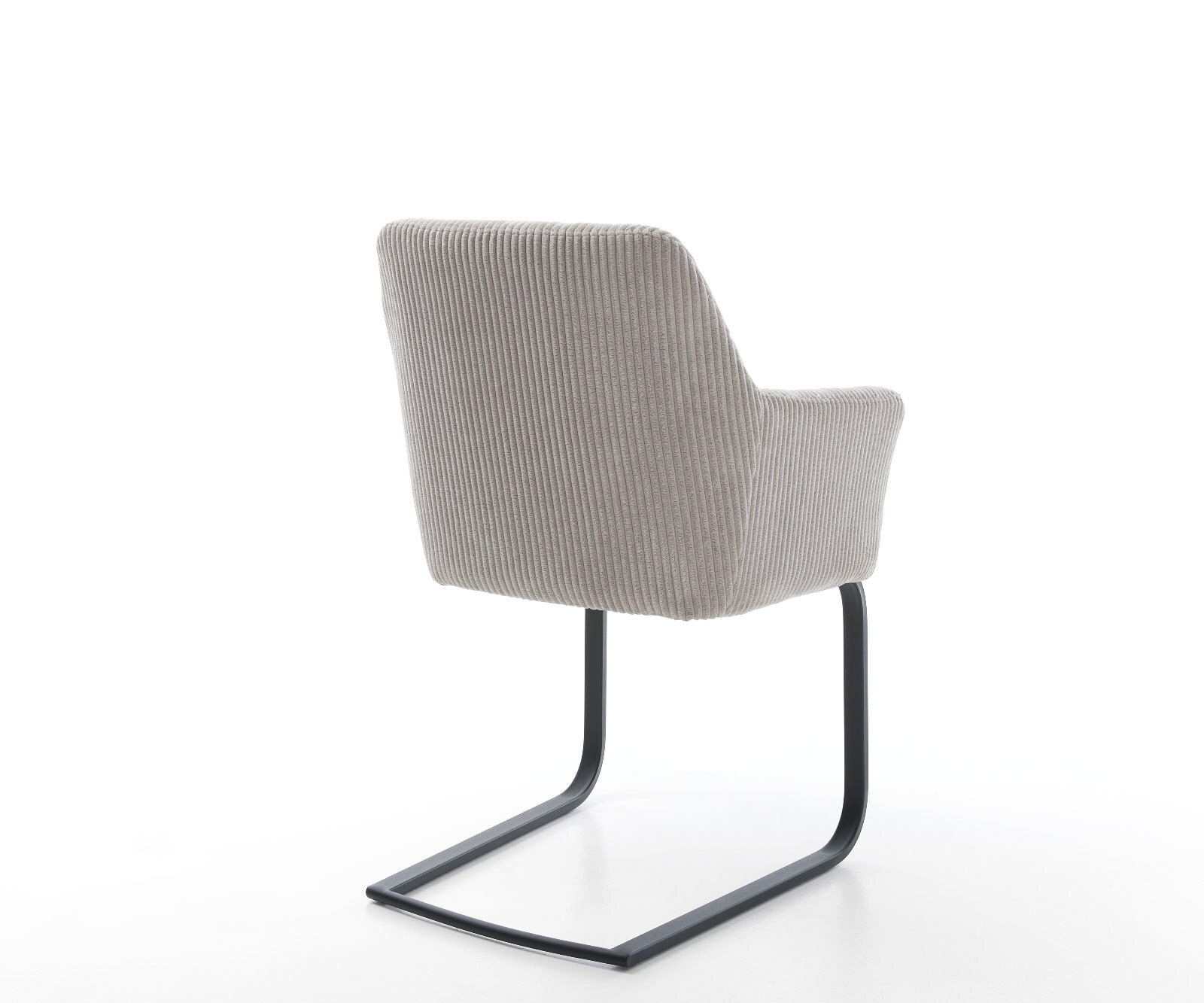 Cantilever Xana-Flex avec accoudoirs côtelé gris argenté pied cantilever plat noir ressorts ensachés 4