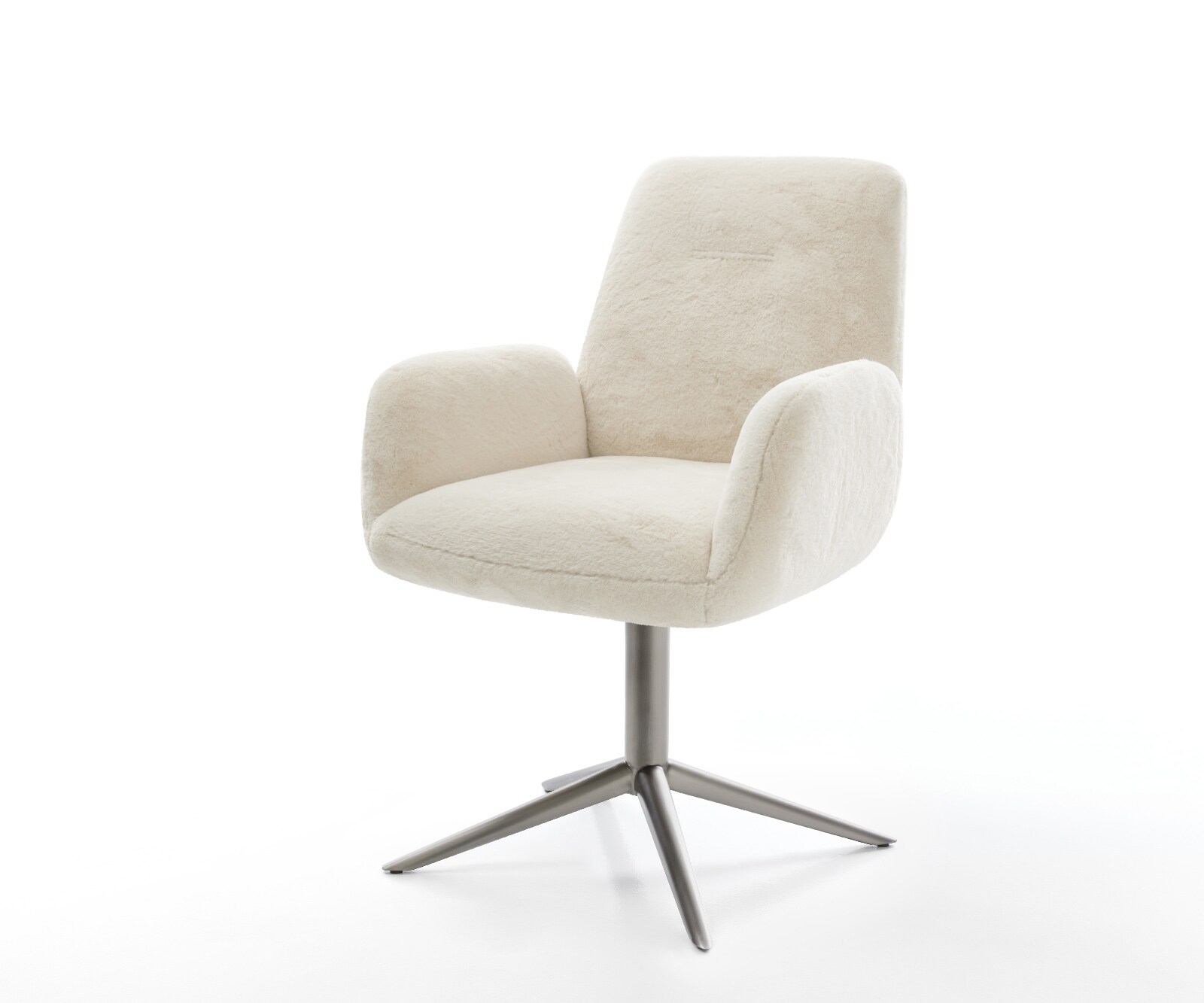 Chaise-pivotante Zoa-Flex peluche crème-blanc pied de chaise 4 branches grafiete pivotement sur 360° fonction bascule resorts ensachés 1