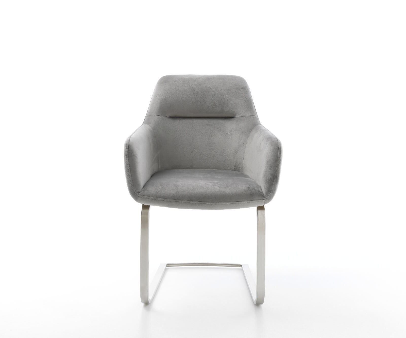 Cantilever Pejo-Flex velours gris pied cantilever plat acier inoxydable brossé ressorts ensachés 1