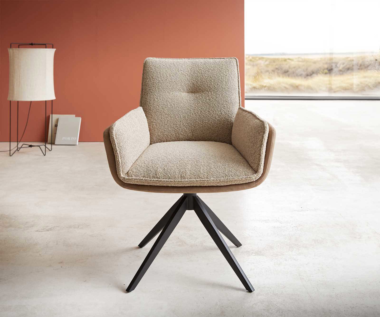 Chaise-pivotante Nela-Flex tissu mixte couleur boue pied croisé large noir pivotement sur 360° 1 Chaise-pivotante Nela-Flex tissu mixte couleur boue pied croisé large noir pivotement sur 360° 1