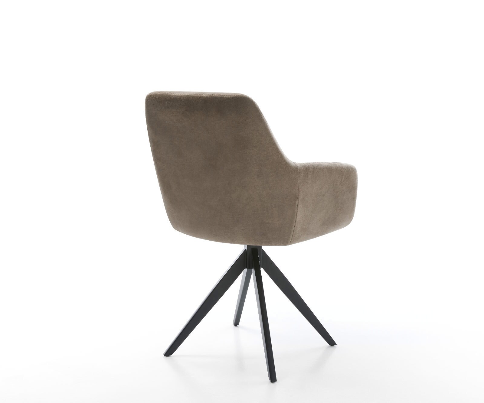 Chaise-de-salle-à-manger Pejo-Flex microvelours taupe vintage pied croisé angulaire noir ressorts ensachés 4